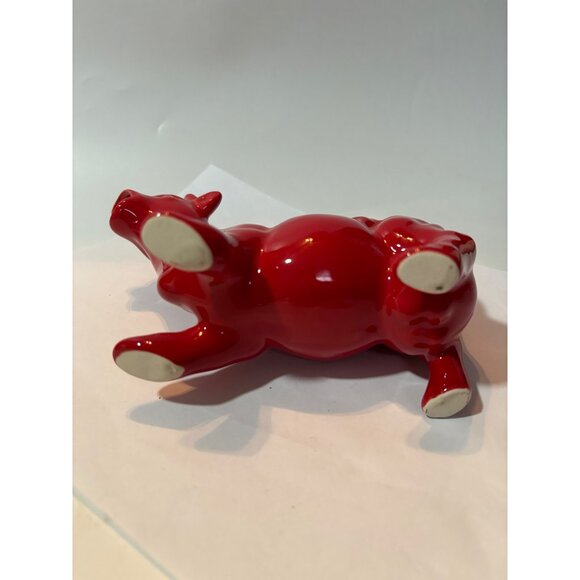 Red Ceramic Cow Creamer Figurine Vintage Milk Jug Kitchen Decor Collectible Glos - Picture 2 of 9